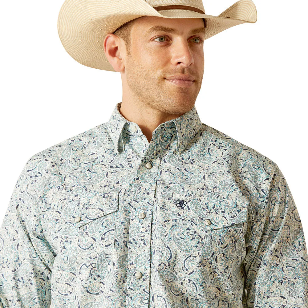 10051349 Ariat Men's Emery Long Sleeve Snap Shirt - Blue