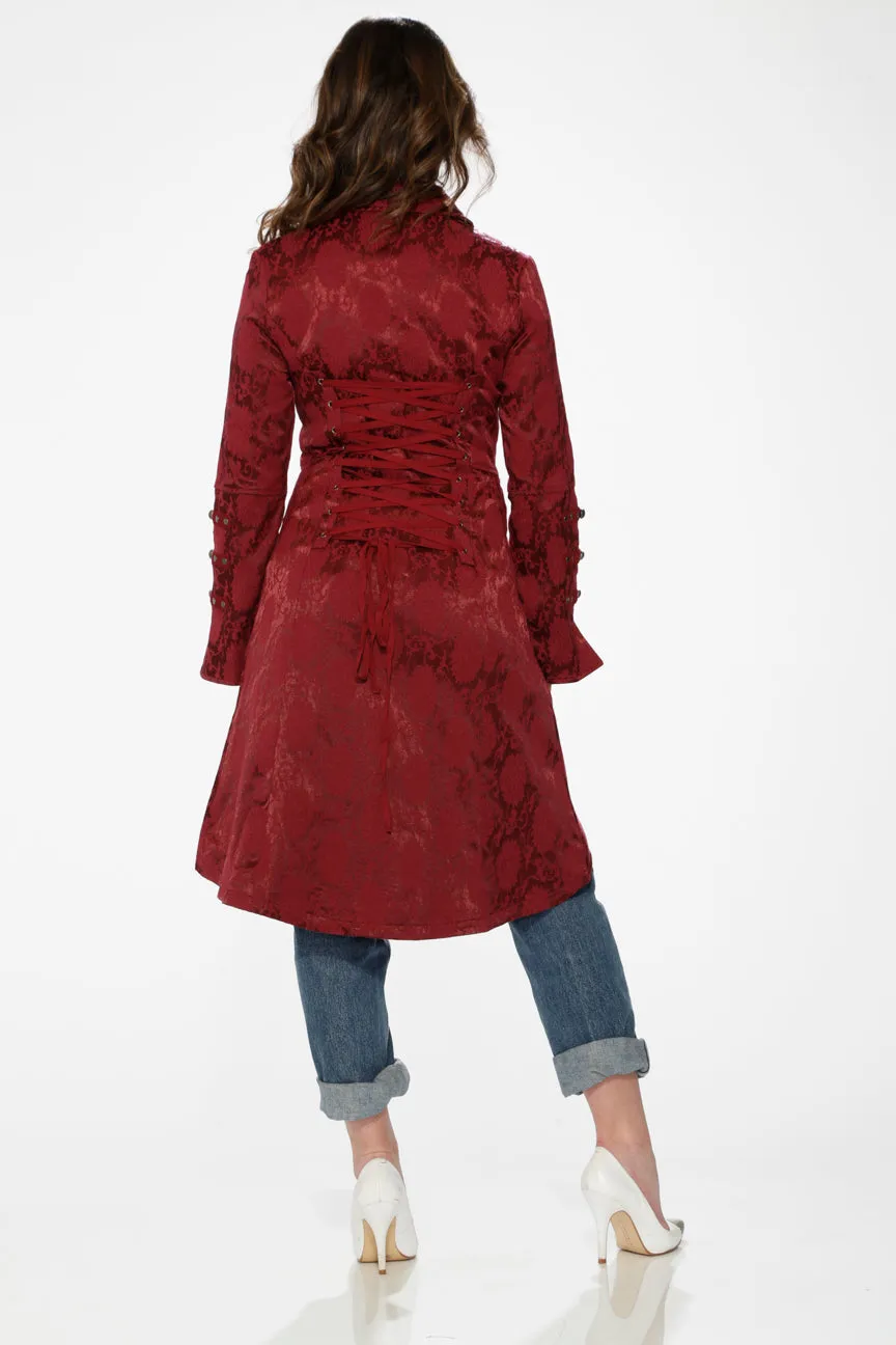 10192 Burgundy Brocade Coat