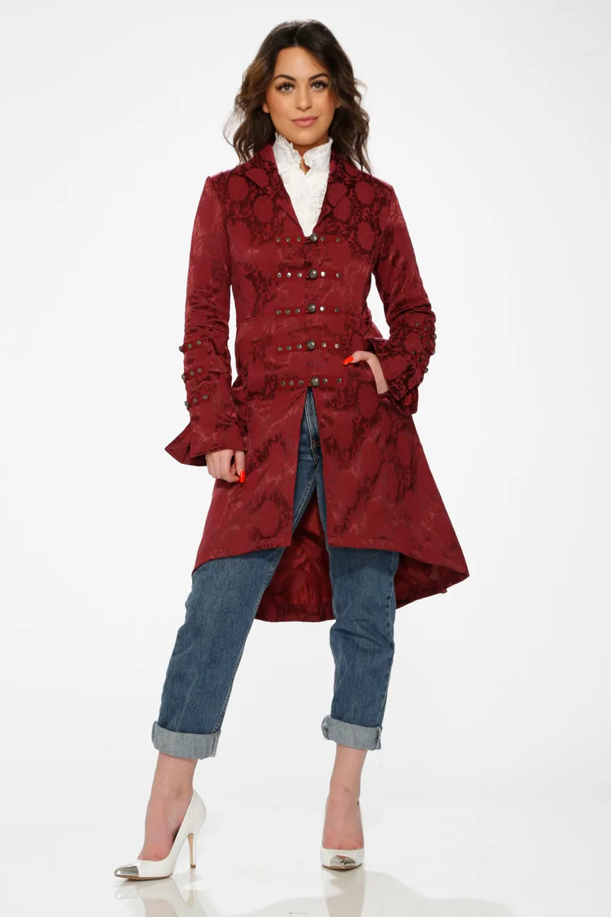 10192 Burgundy Brocade Coat