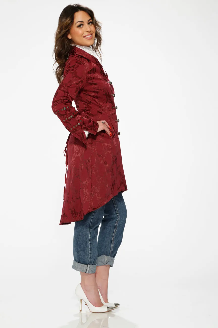 10192 Burgundy Brocade Coat