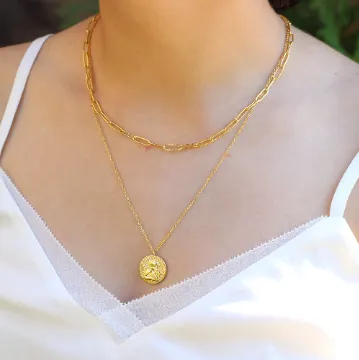 18k Gold-Filled Medallion Necklace Set