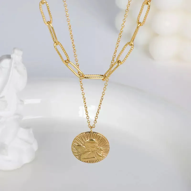 18k Gold-Filled Medallion Necklace Set