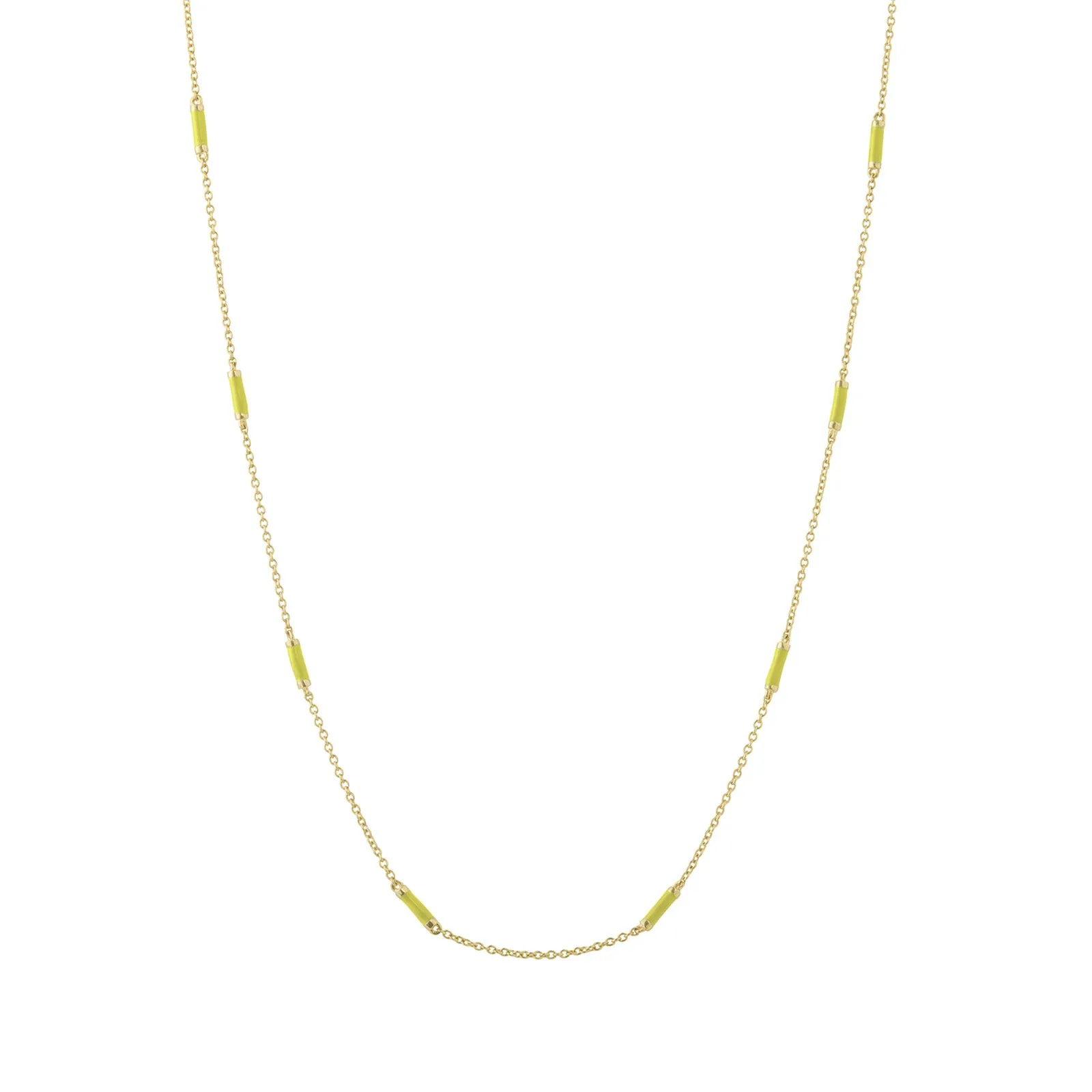 18" Neon Yellow Bar Chain Necklace