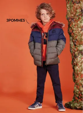 3POMMES Boys Travel Boy Multi Color Hooded Coat