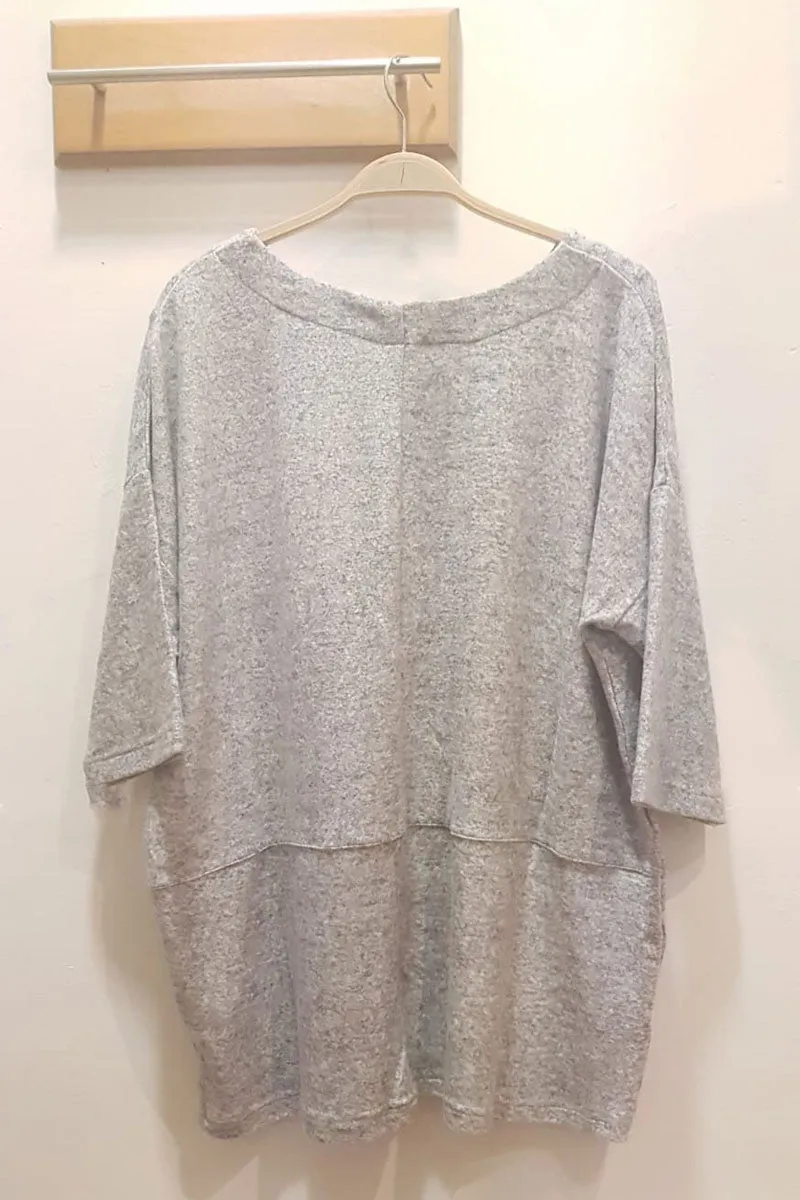 6504 Soft Knit Jumper Grey Melange