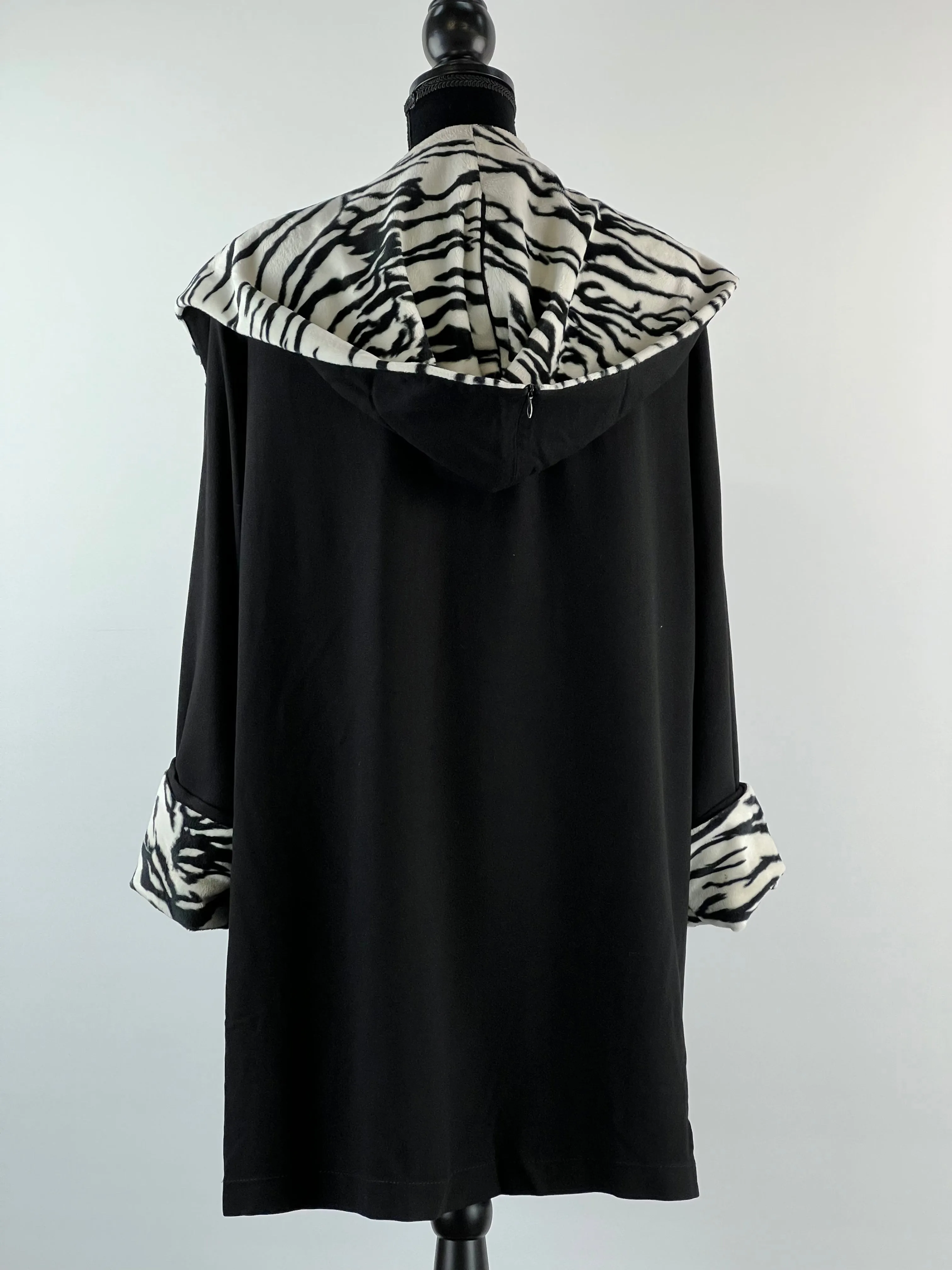 90s Furry Zebra Trim Swing Coat - AU12-16