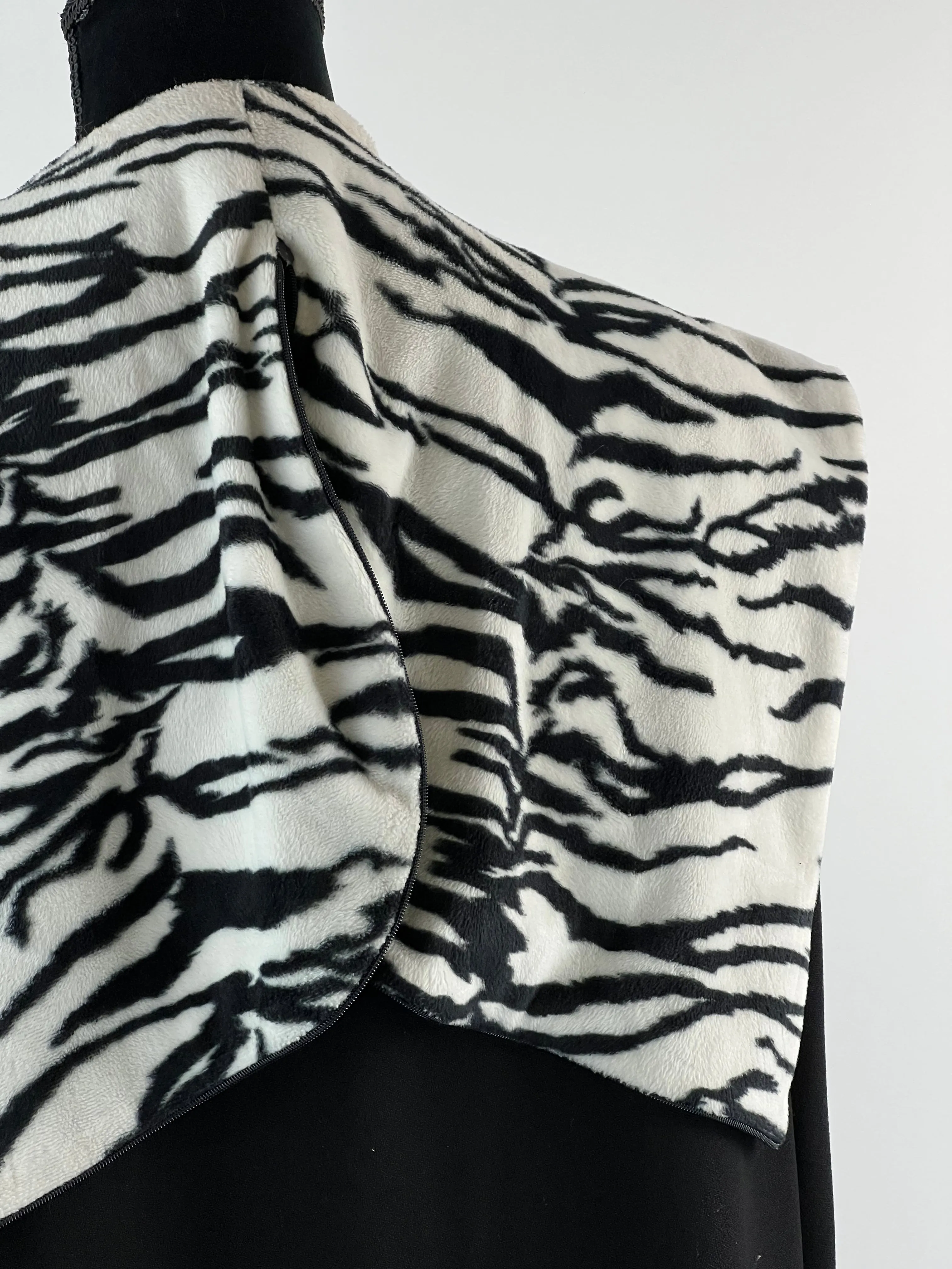 90s Furry Zebra Trim Swing Coat - AU12-16