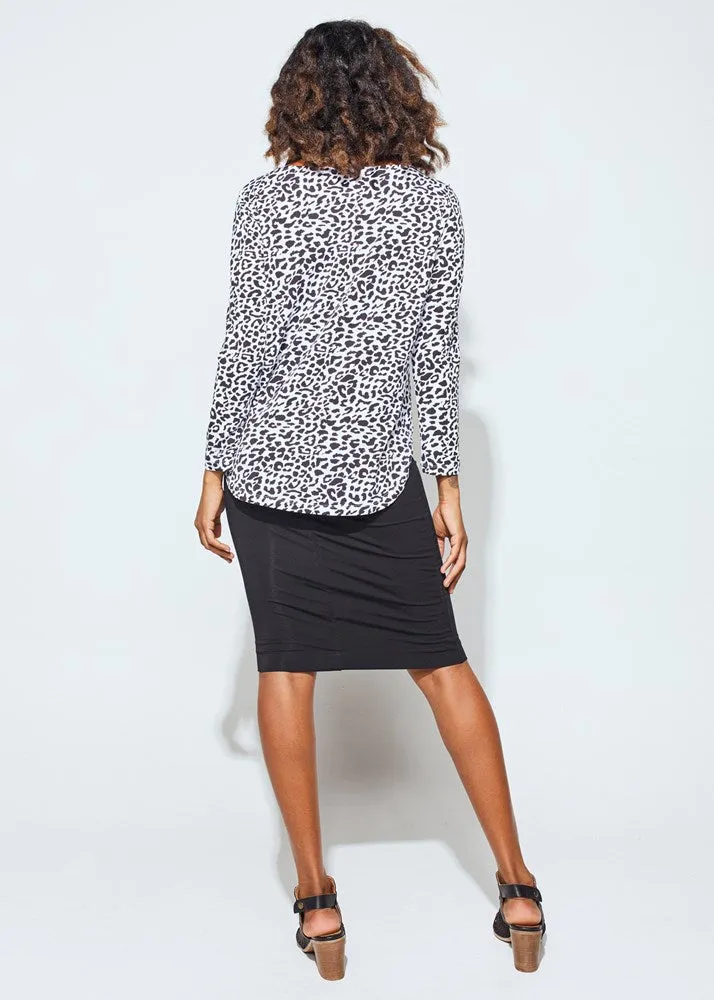 Adele Long Sleeve Bamboo Top - Black Leopard