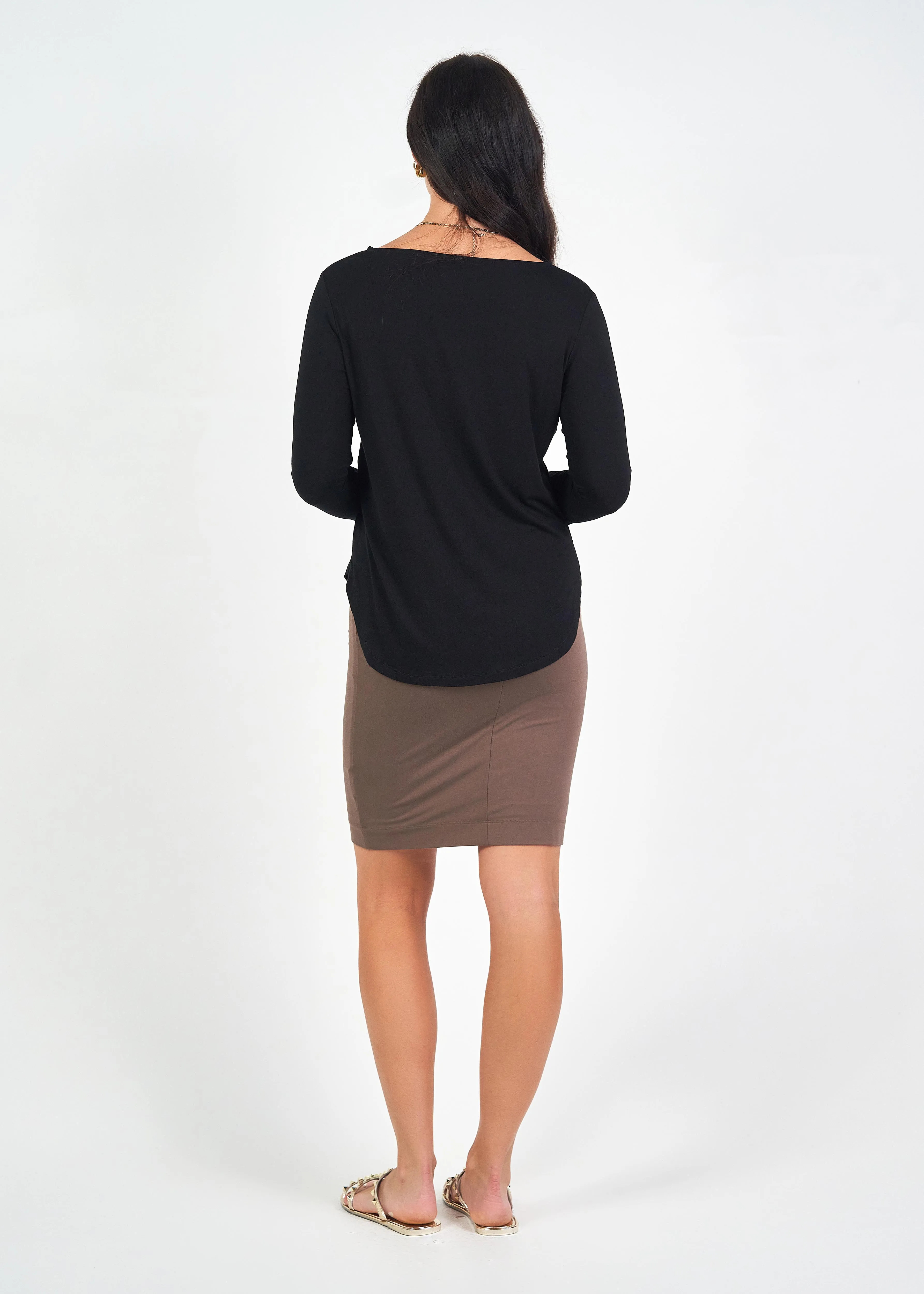 Adele Long Sleeve Bamboo Top - Black