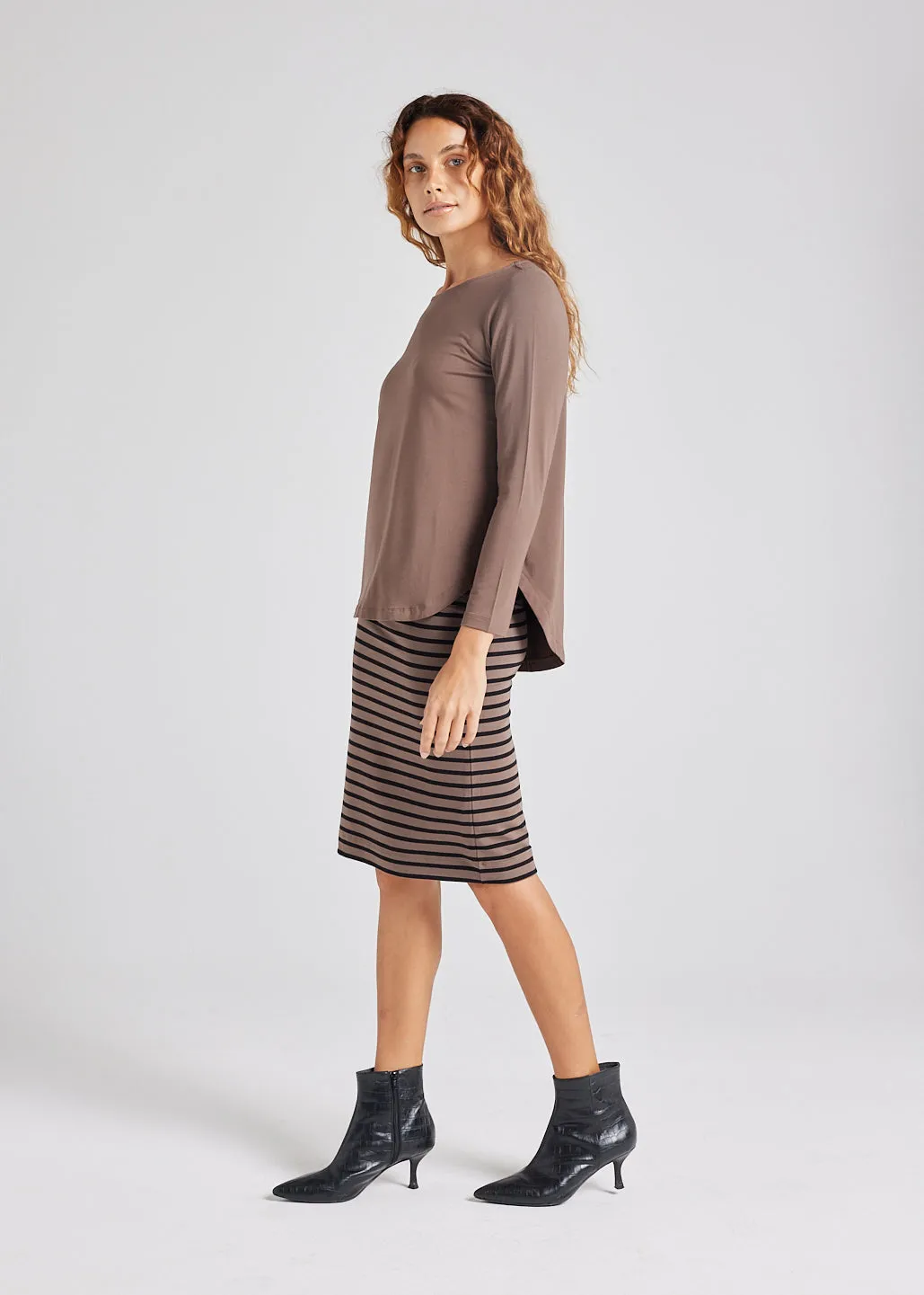 Adele Long Sleeve Bamboo Top - Chocolate