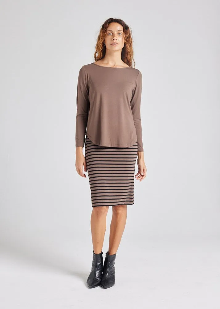 Adele Long Sleeve Bamboo Top - Chocolate