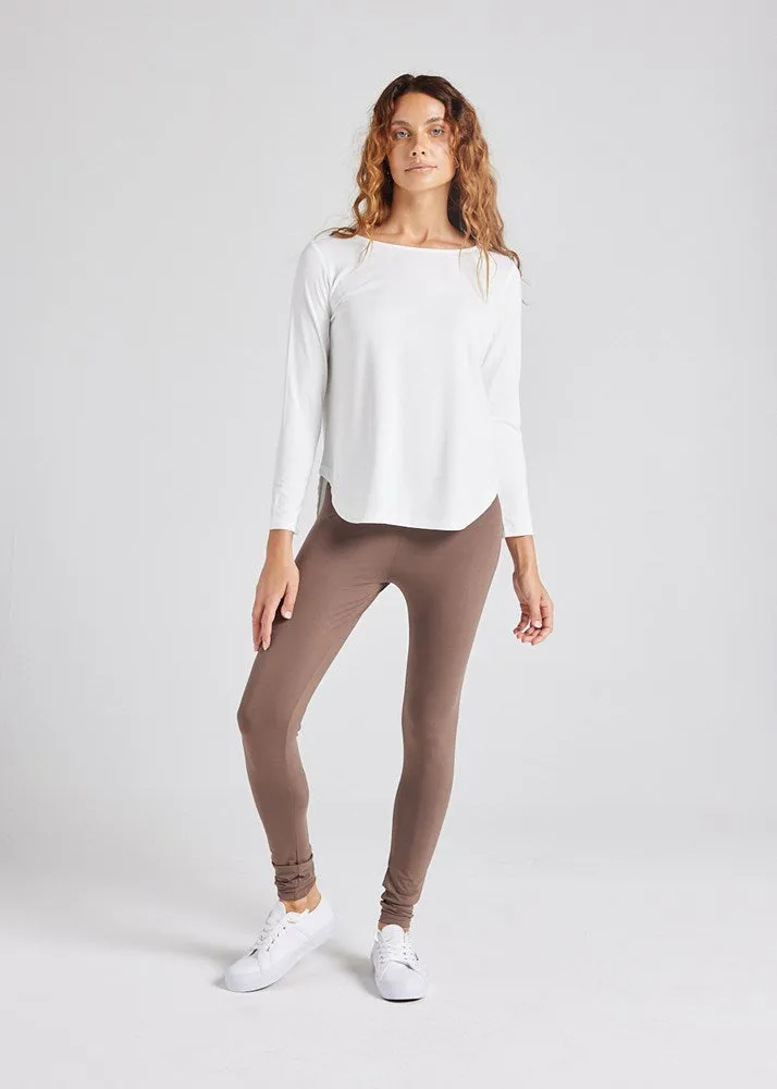 Adele Long Sleeve Bamboo Top - Cream