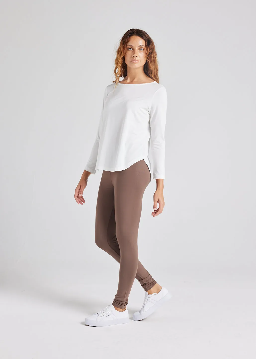 Adele Long Sleeve Bamboo Top - Cream