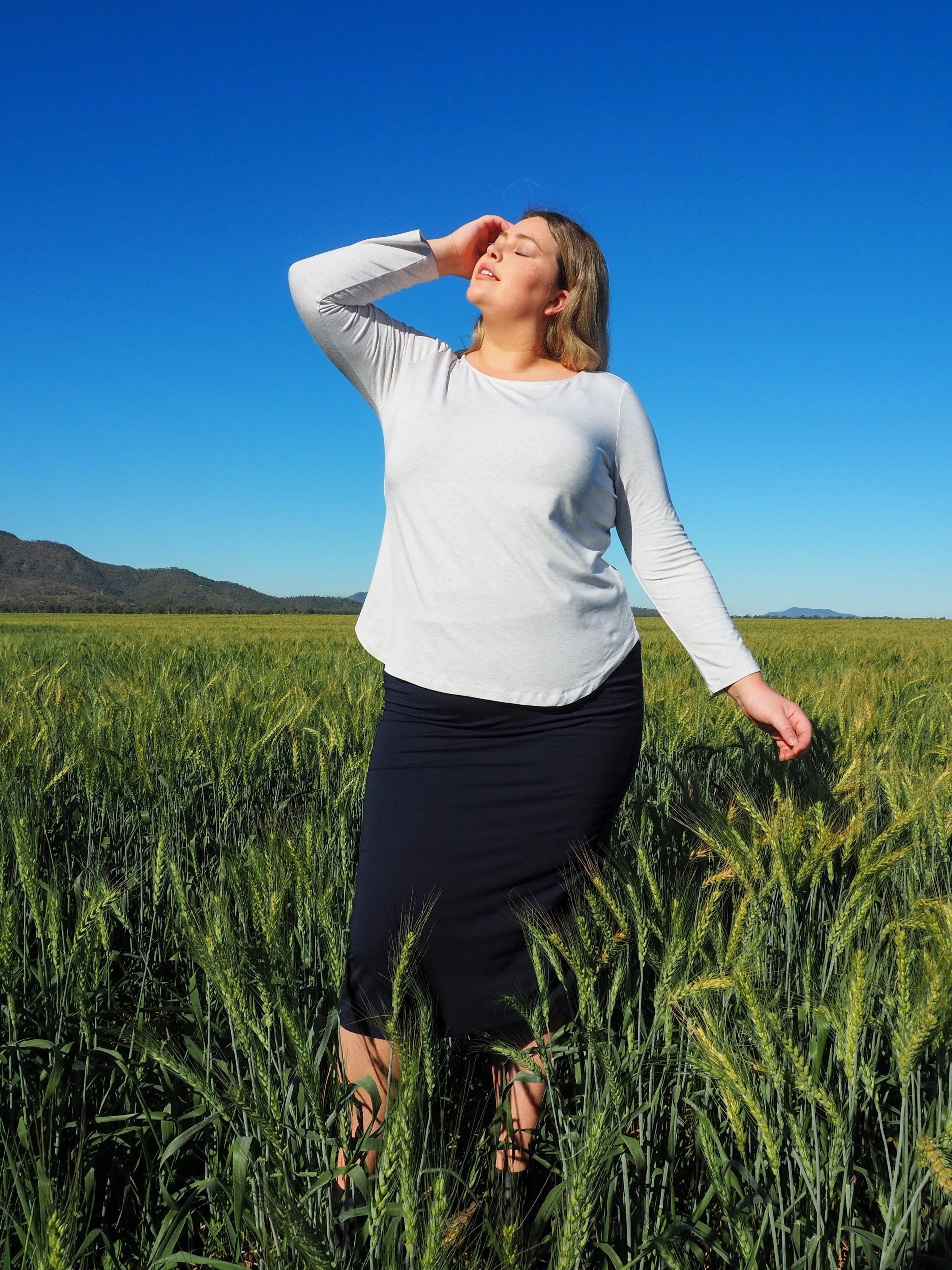 Adele Long Sleeve Bamboo Top - Grey Marle