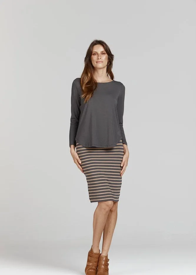 Adele Long Sleeve Bamboo Top - Steel