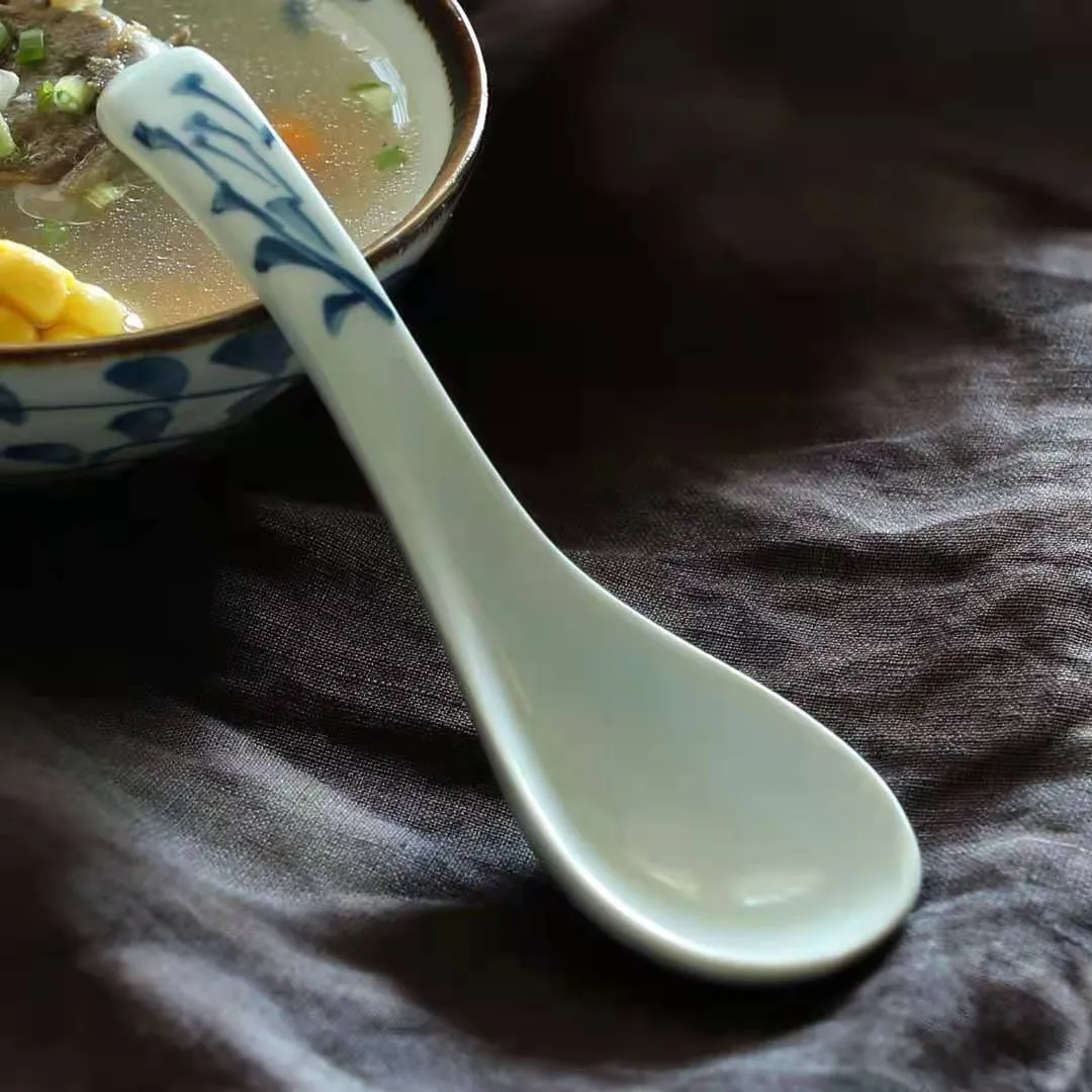 Akari Blue and White Japanese Soup Spoons