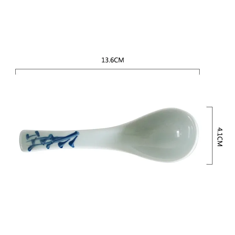 Akari Blue and White Japanese Soup Spoons