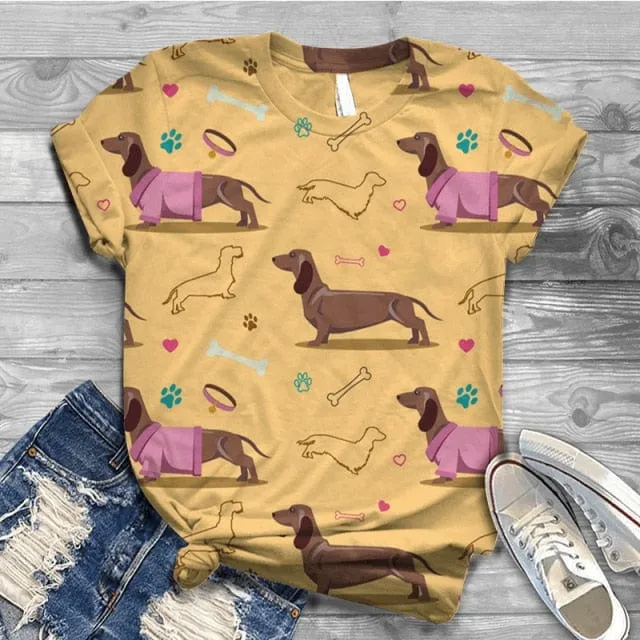 All Over Print Dachshund T-Shirt