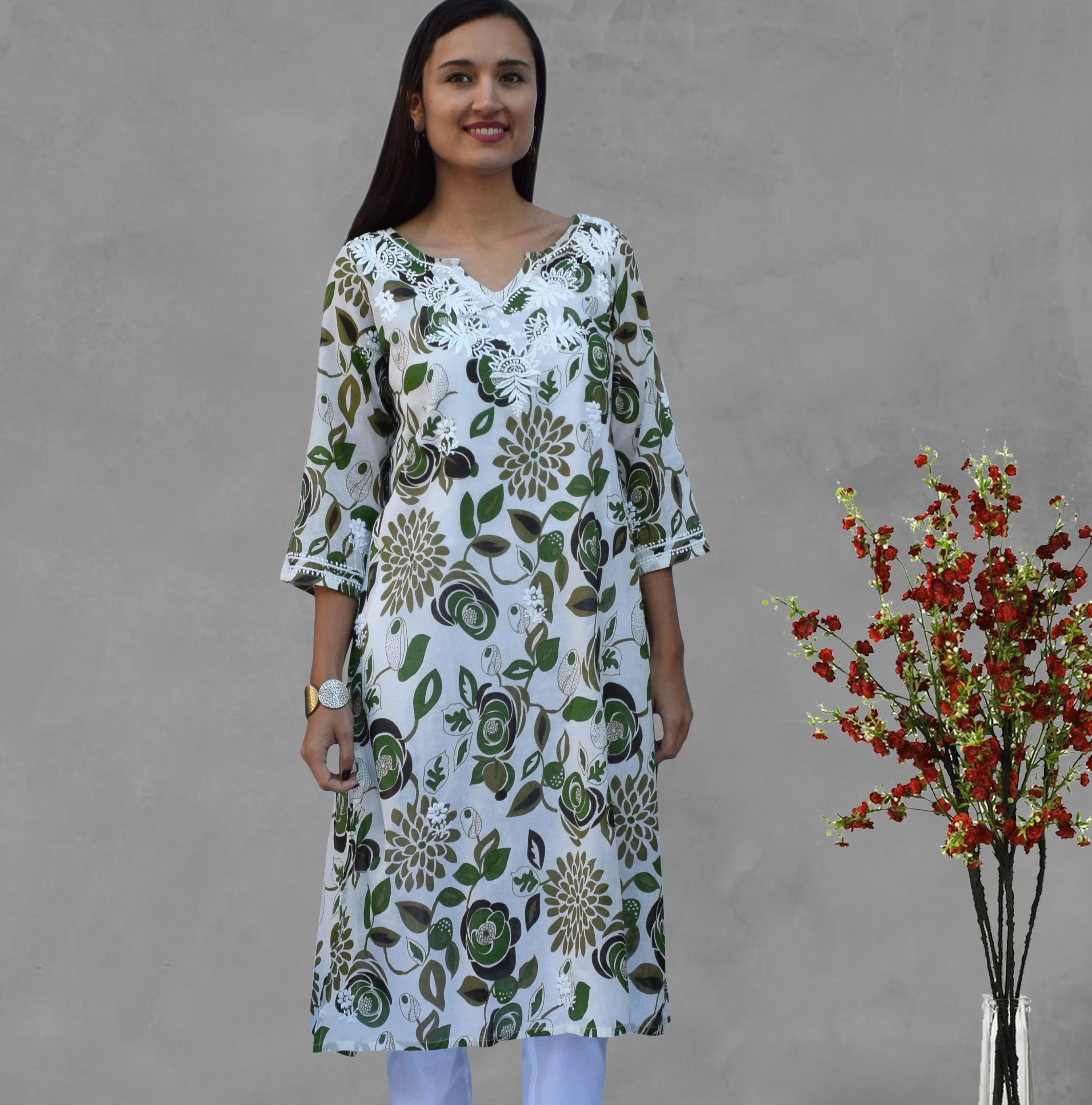 AMAL Printed Pure Soft Cotton Long Tunic Kurta Dress: Made to Order