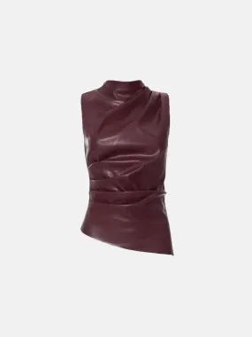 Arietta – Asymmetrical hemline – Faux leather top