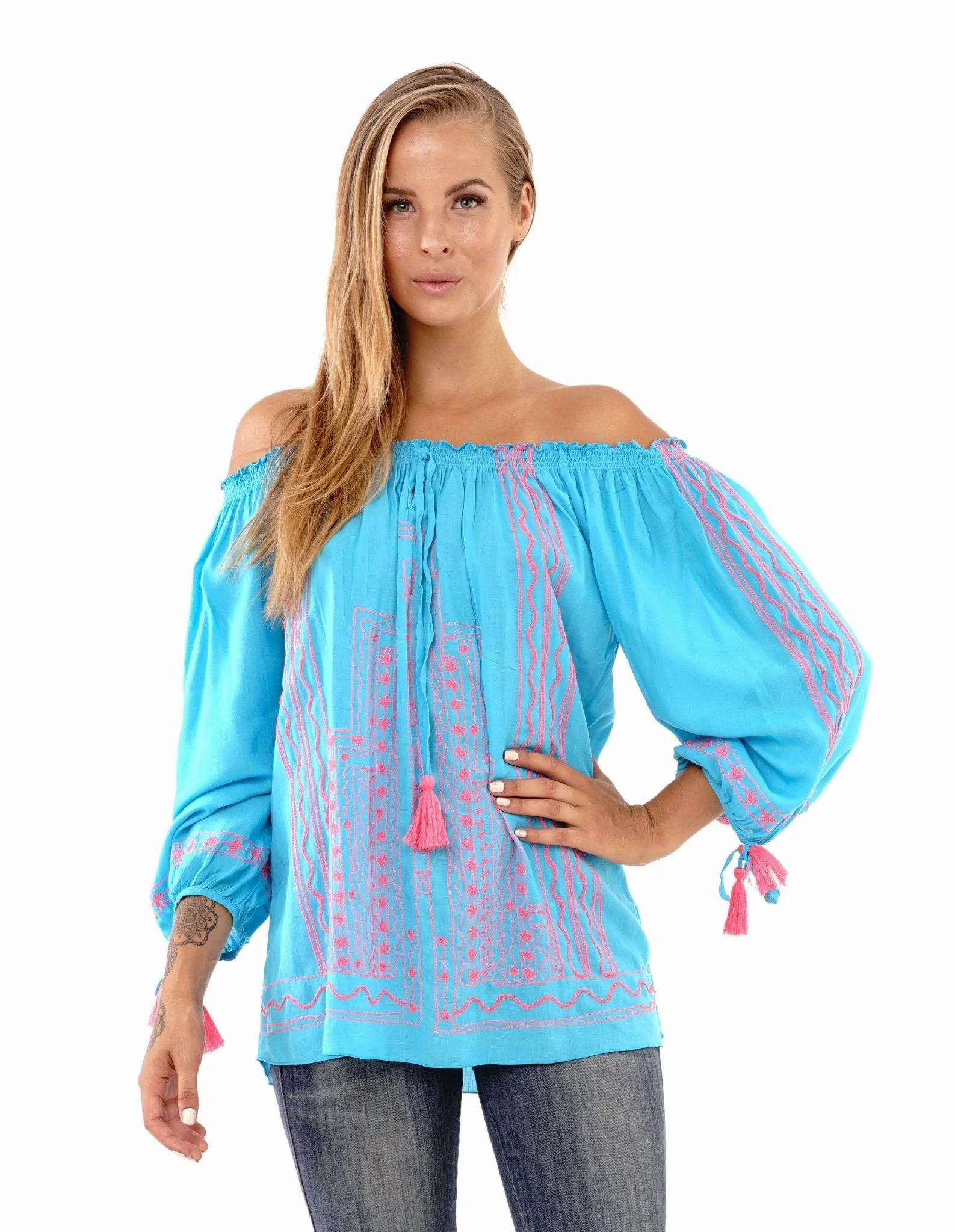 Astrid Petite Tunic Off Shoulder Bohemian Summer Top