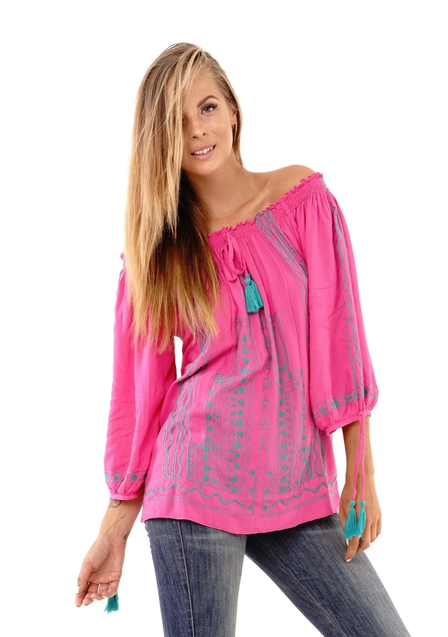 Astrid Petite Tunic Off Shoulder Bohemian Summer Top