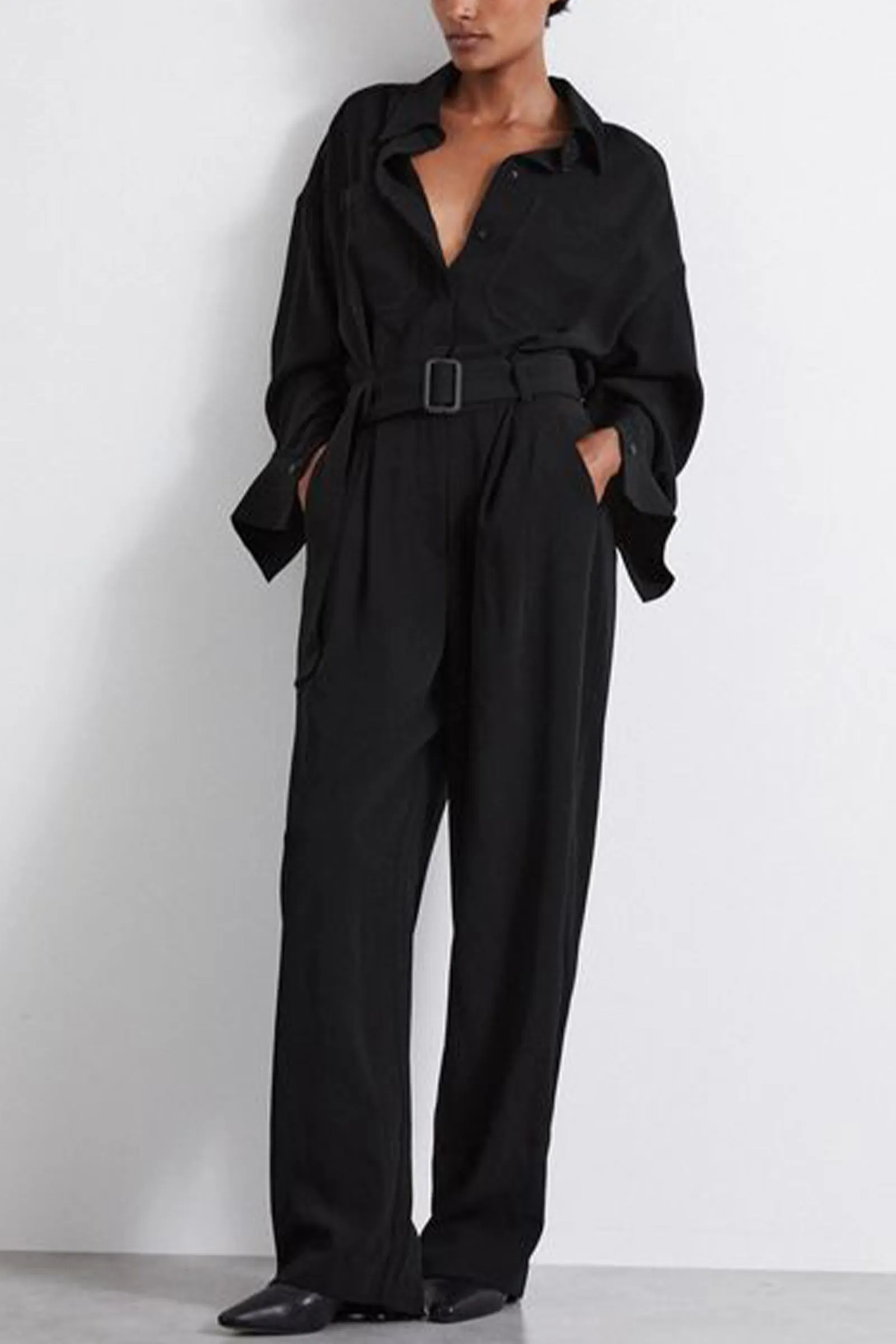 Atelier Belted Crepe Jumpsuit