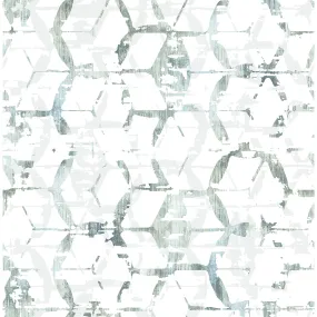 Augustine Distressed Geometric Wallpaper in Slate from the Pacifica Collection