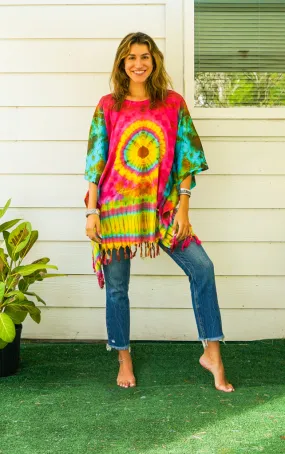 B4976- Hand Dyed Tunic Boho Kaftan Blouse Hippie Oversize Tops