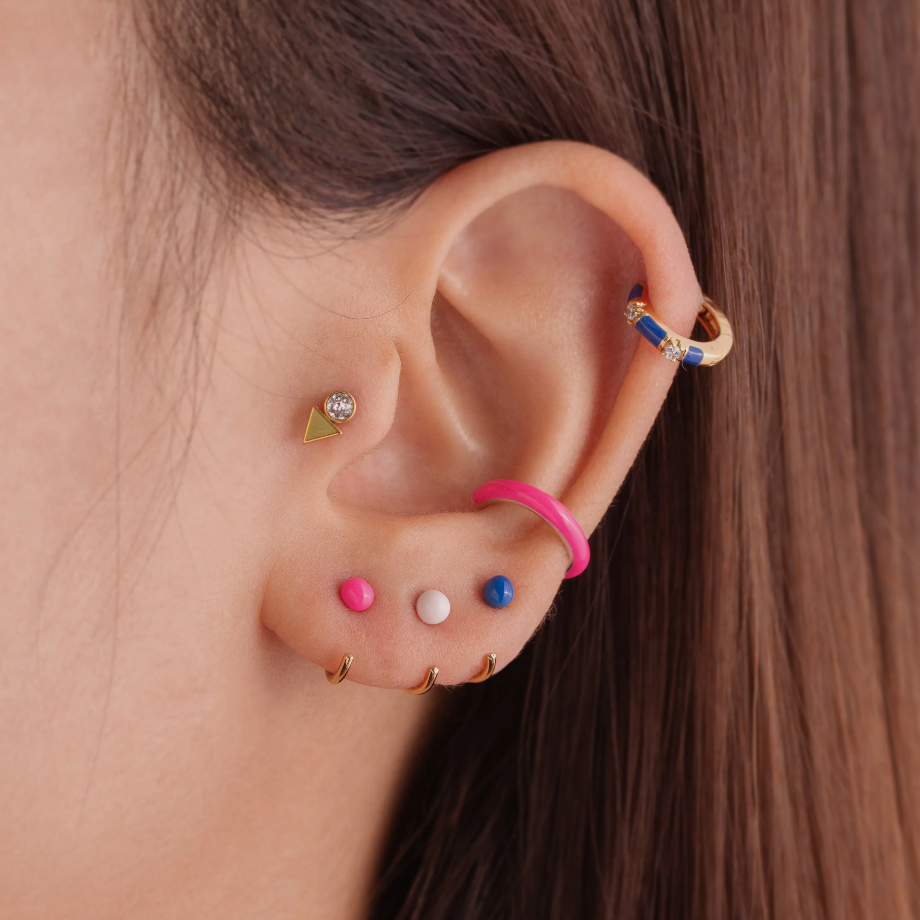 Baby Ball Neon Pink Huggie Earrings