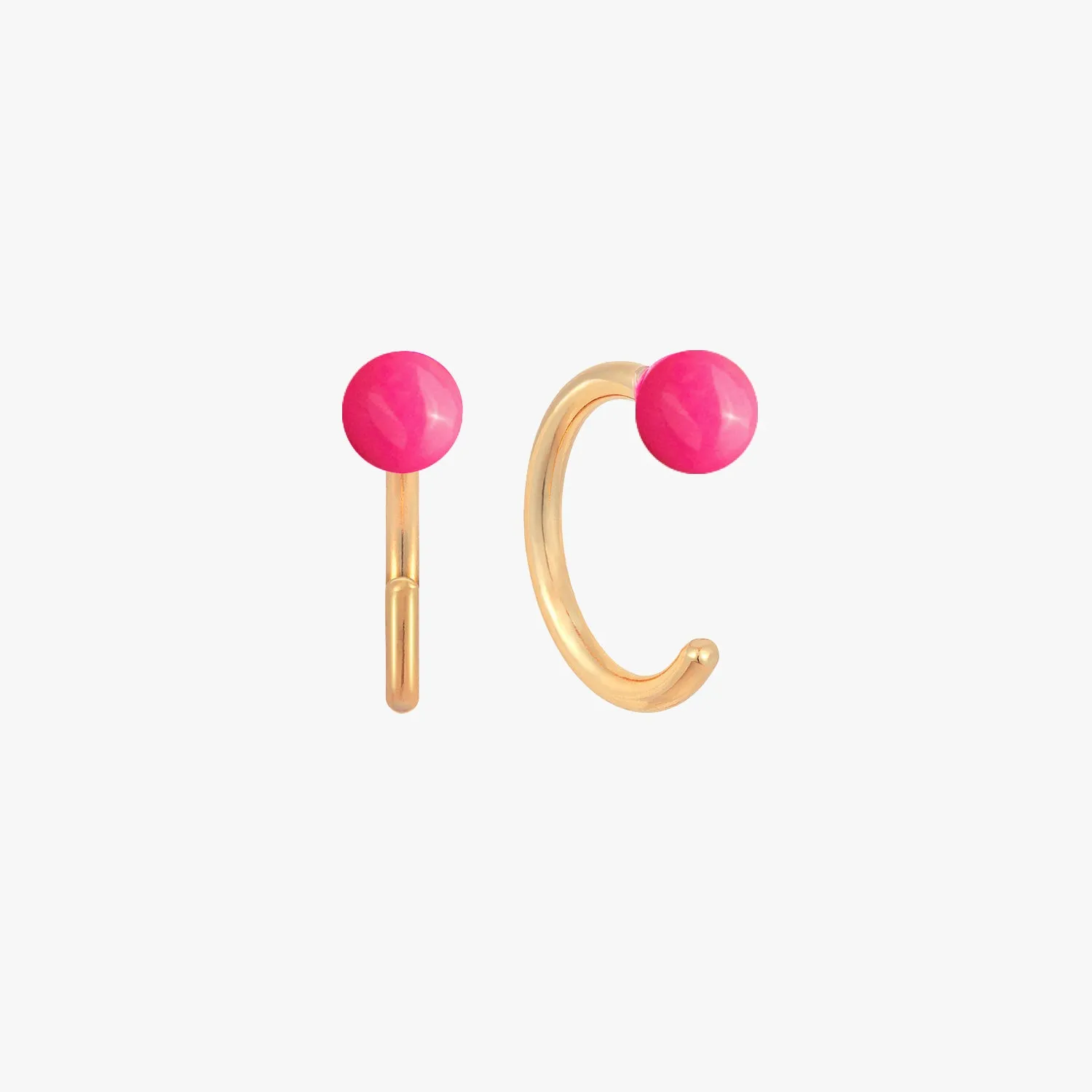 Baby Ball Neon Pink Huggie Earrings