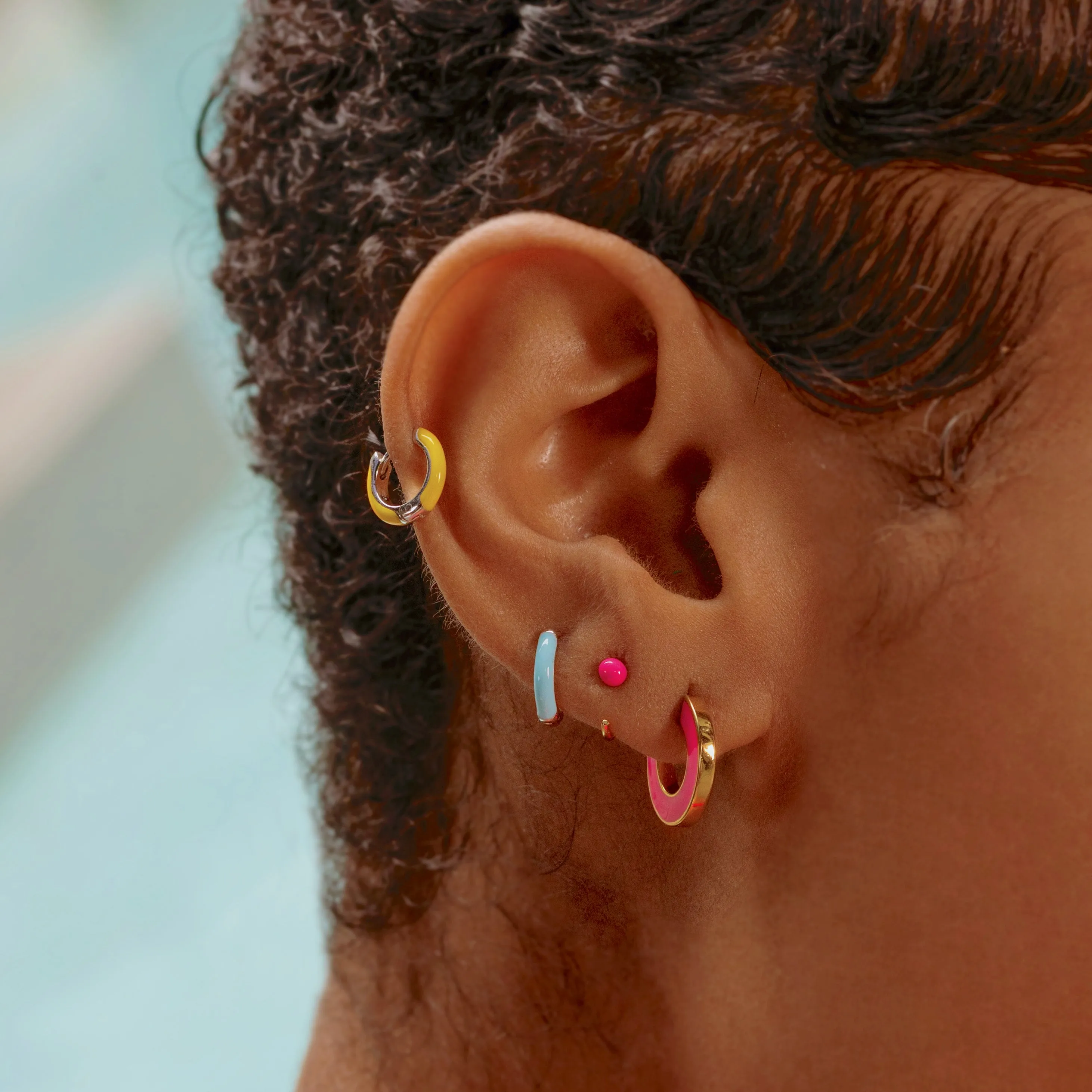 Baby Ball Neon Pink Huggie Earrings