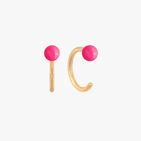 Baby Ball Neon Pink Huggie Earrings