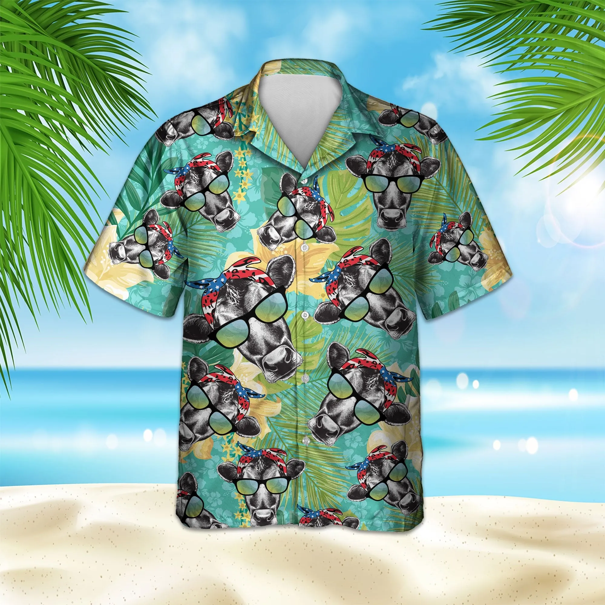 BADASS AMERICAN COW HAWAIIAN SHIRT