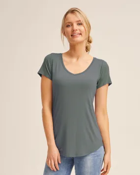 Bamboo Nursing V Neck Tee - Dark Khaki