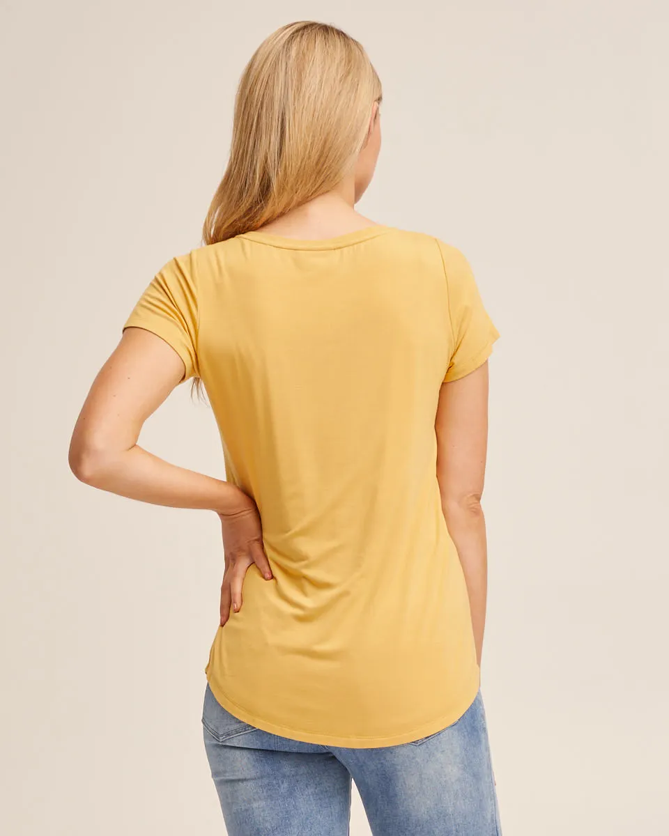 Bamboo Nursing V Neck Tee - Golden Yellow