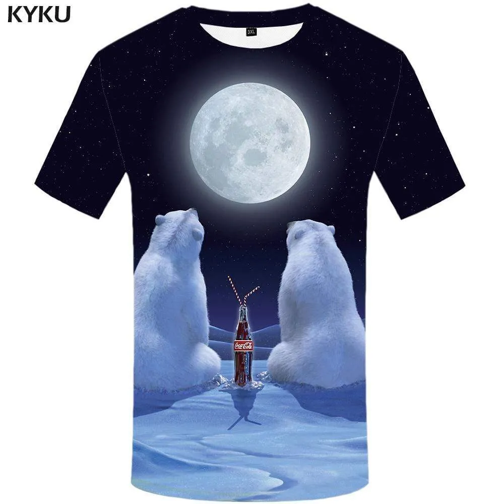 Bear T-shirts Men Russia Tshirt Anime Moon Tshirts Print Animal T-shirt 3d Space Galaxy T shirts Funny Mens Clothing Casual