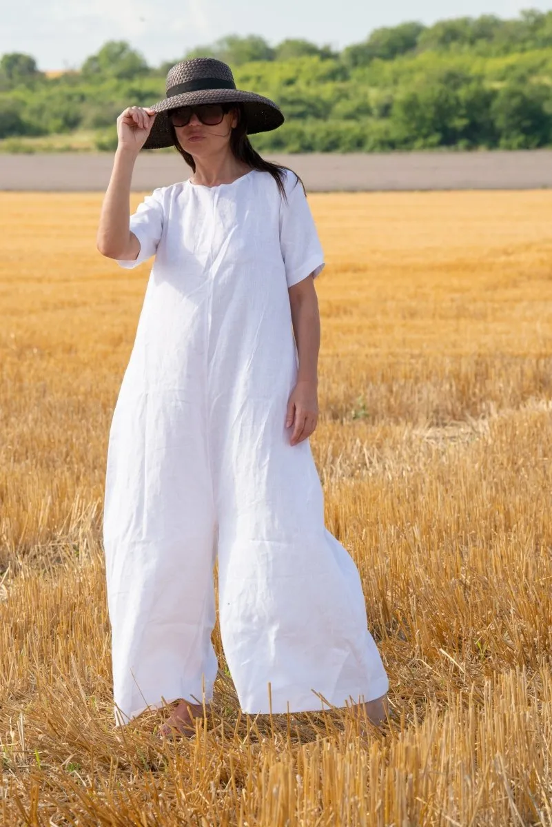 Beige Linen Jumpsuit VALENTIN