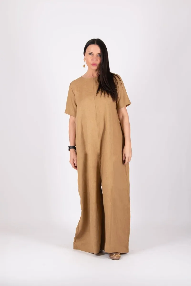 Beige Linen Jumpsuit VALENTIN