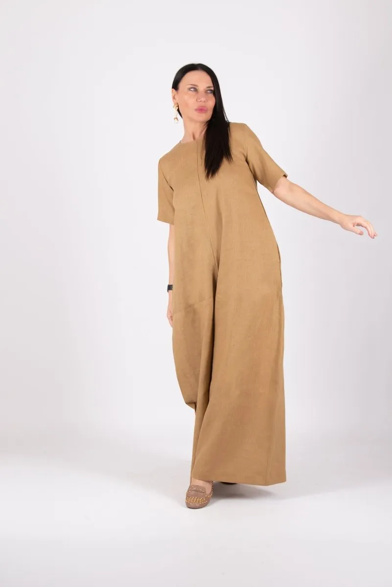 Beige Linen Jumpsuit VALENTIN