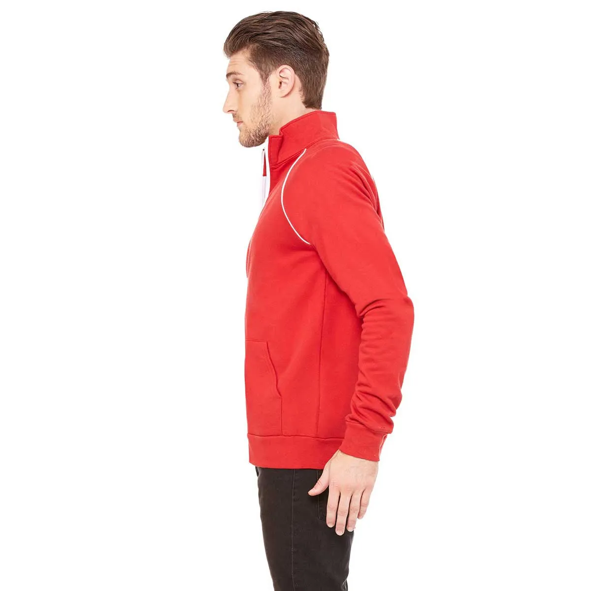 Bella   Canvas Men's Canvas Red/White Piped Fleece Jacket