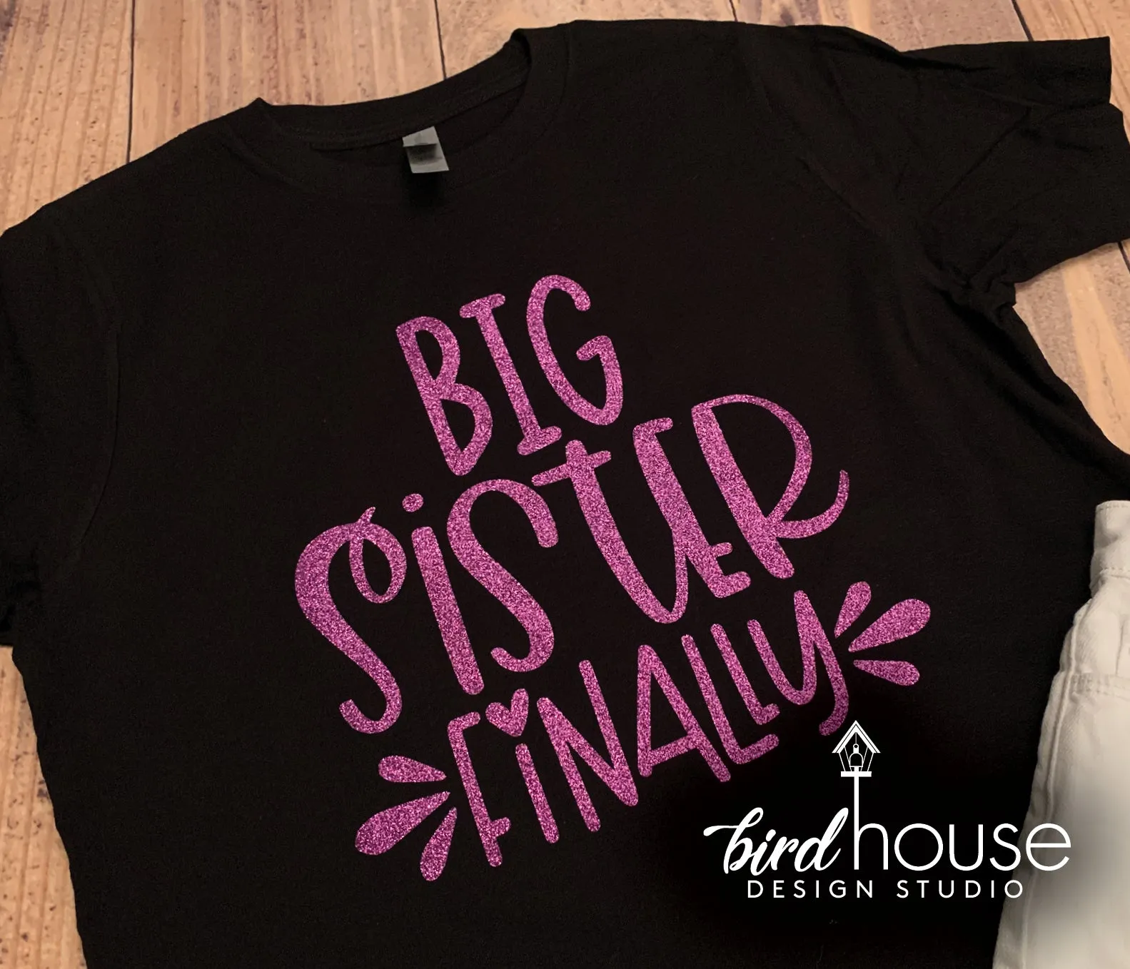 Big Sister Finally Again, Cute Pregnancy Announcement Shirt, Custom Any Text or Color