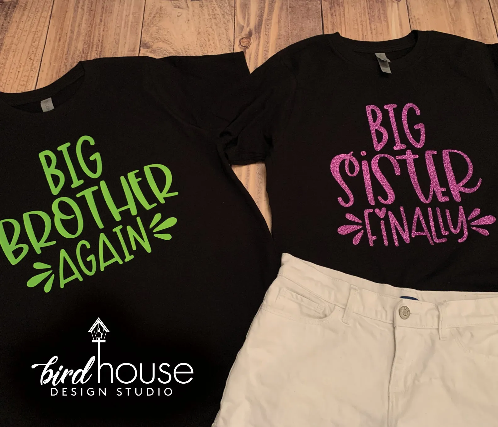 Big Sister Finally Again, Cute Pregnancy Announcement Shirt, Custom Any Text or Color