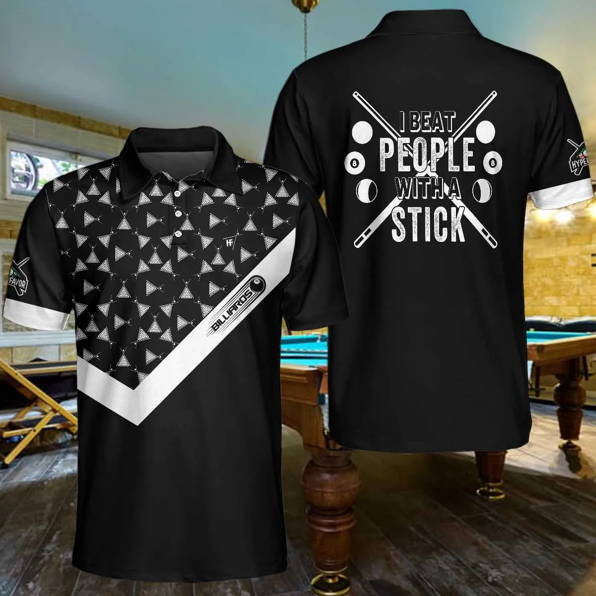 Billiards Ball And Sticks Set Polo Shirt, I Beat People With A Stick Polo Shirt, Best Billiards Shirt For Men