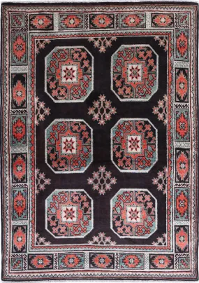 Black Akcha Revival Hand Knotted Rug