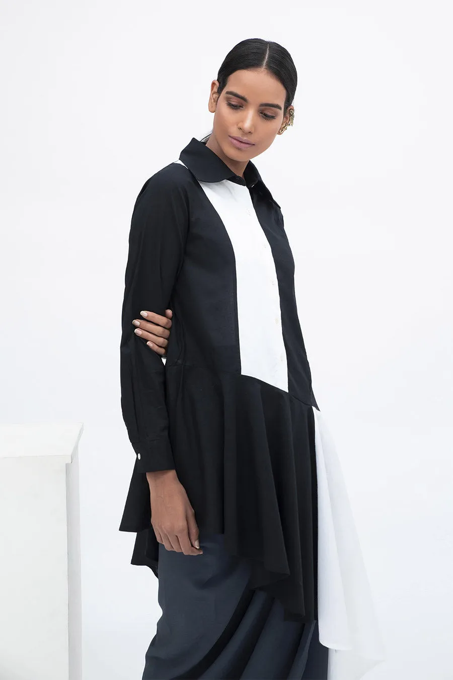 Black & White Monochrome Panel Tunic