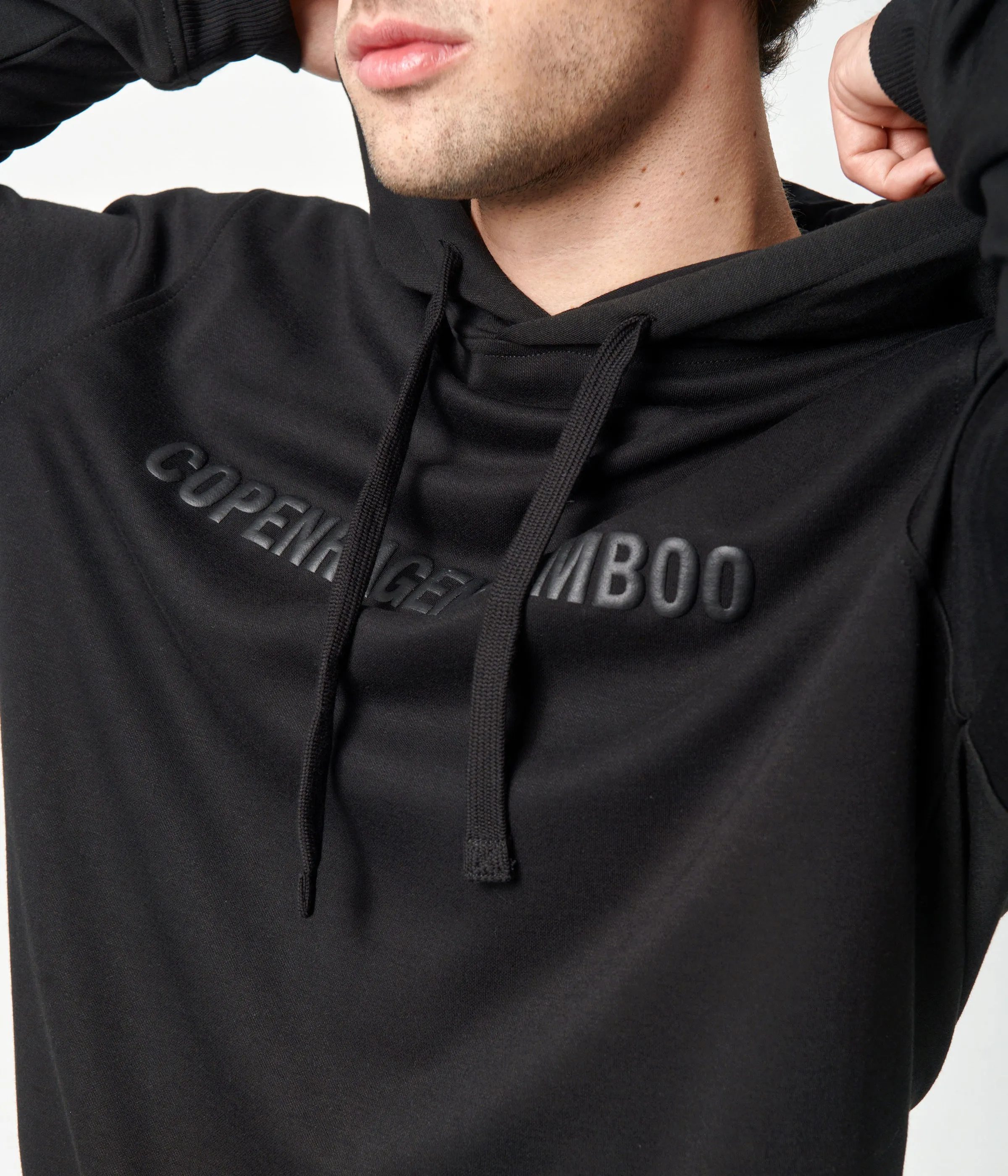 Black bamboo hoodie track suit with logo