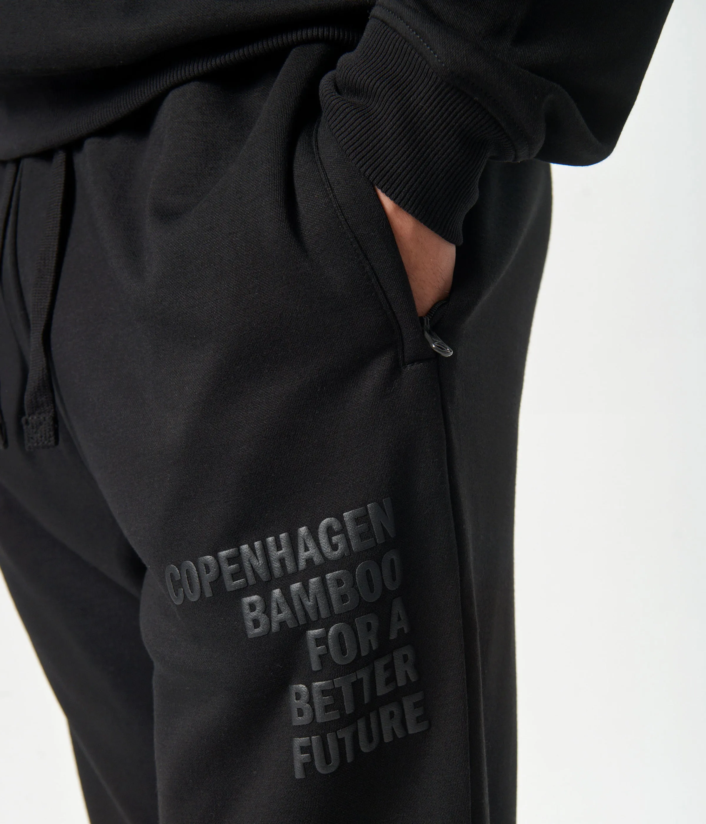 Black bamboo hoodie track suit with logo