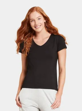 Black V-Neck Women's Bamboo T-Shirt