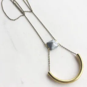 Blue and Gold Crescent Necklace